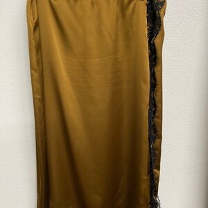 Victoria's Secret Gold Midi Skirt with Black Lace